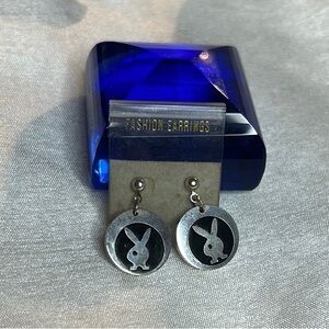 🍓RARE VTG DEADSTOCK SILVER PLATED PLAYBOY EARRINGS